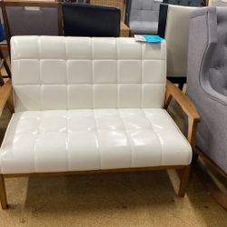 Baxton Studio Mid Century White Loveseat