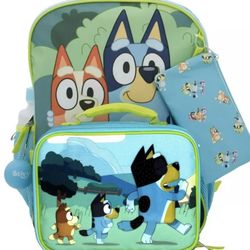 Bluey and Friends 5 Piece Backpack and Lunch Set