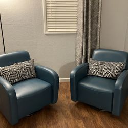 Blue Leather Swivel chairs