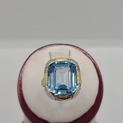Vintage Victorian 14k Gold Blue Topaz Ring