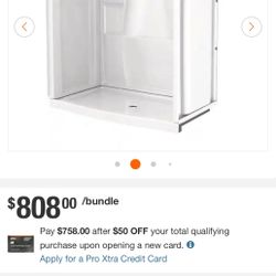 New shower walls and base center hole or left to right hand retail $876 here only $700 no tax hurry  we locate in hesperia  massage me for direction 