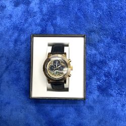 Heritor Automatic Legacy Multi Color Watch Timepiece Wristwatch Gold Plate Bezel Leather Band 316L Stainless Steel Water Resistant 5 ATM Auto 