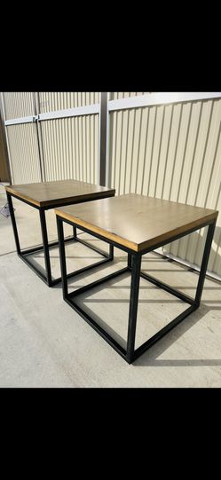 2 Brand New Wood and Metal End Tables 