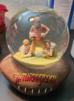 Vintage 2000 The Three Stooges Football Snow Globe Musical Westland Giftware