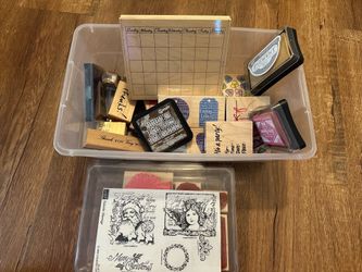Rubber Stamps Mystery Grab Bag & Stamp Pads (13pc.)