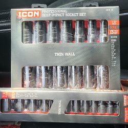 Icon Thin Wall  1/2" SAE Drive & 3/8" SAE  Drive Impact Sets