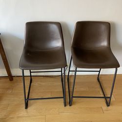 Set of 2 Counter Height BarStools - dark brown - 24” tall