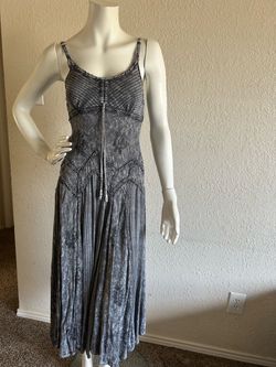 Women's Gray Strappy Maxi Dress with Textured Detail size S