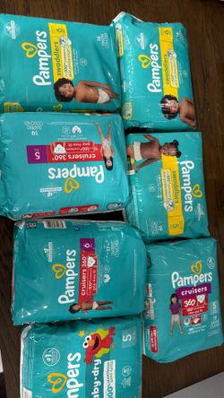 Pampers Diapers – Size 5 & 6 – New Sealed Packs (Swaddlers, Cruisers 360 & Baby-Dry)