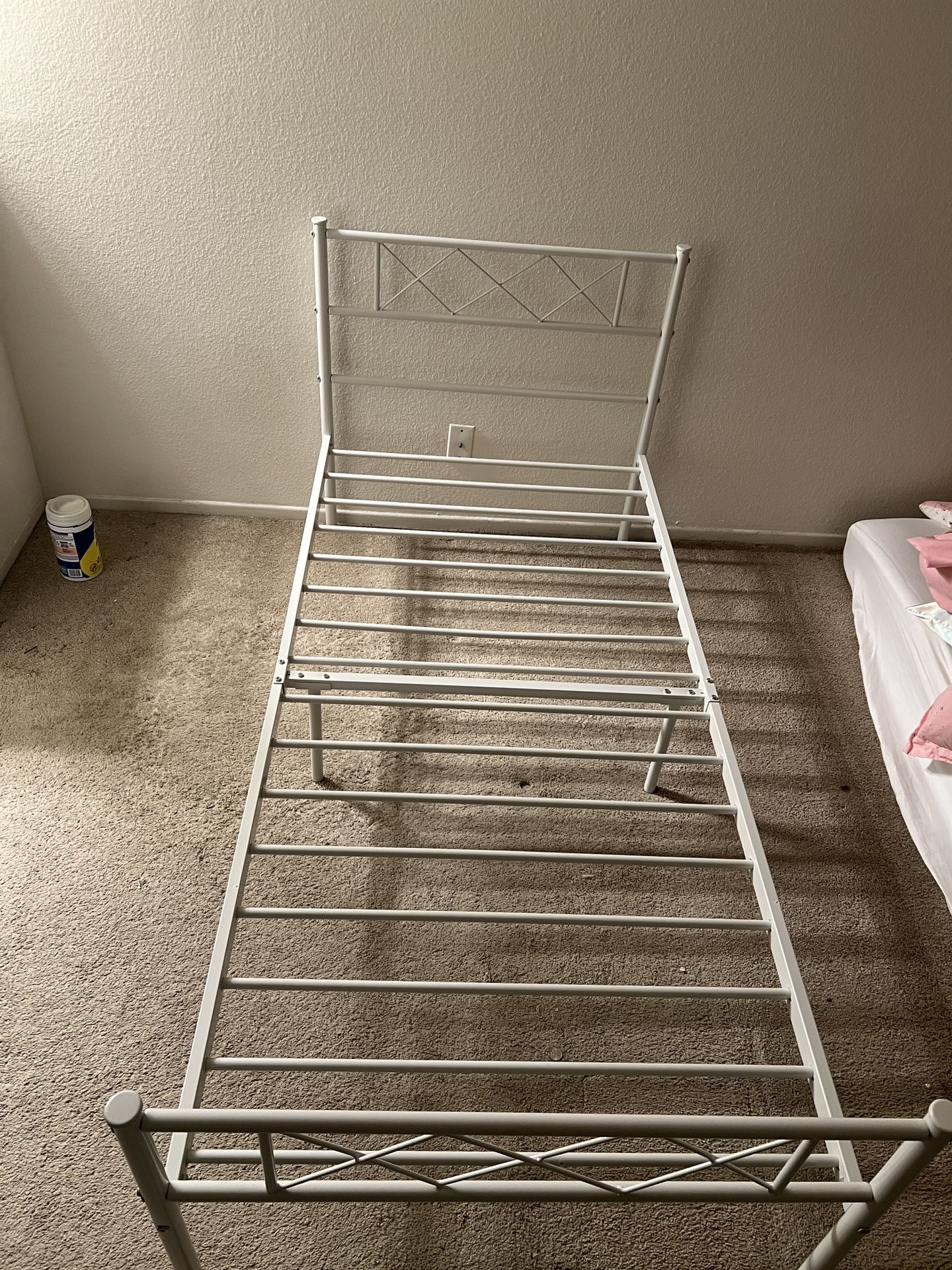 white twin sized bed frame