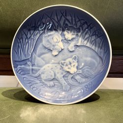 Vintage 1982 Bing & Grondahl B&G Porcelain Mothers Day Mors Dag Lion and Cubs Plate