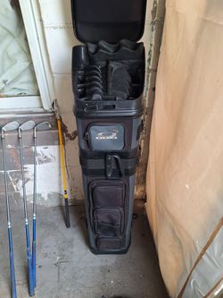 Complete Golf Starter & Travel Bundle - OGIO Hard Case, Tour Edge Hybrids, Iron Set & Traine