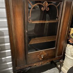 Antique Jacobean Wooden China Cabinet