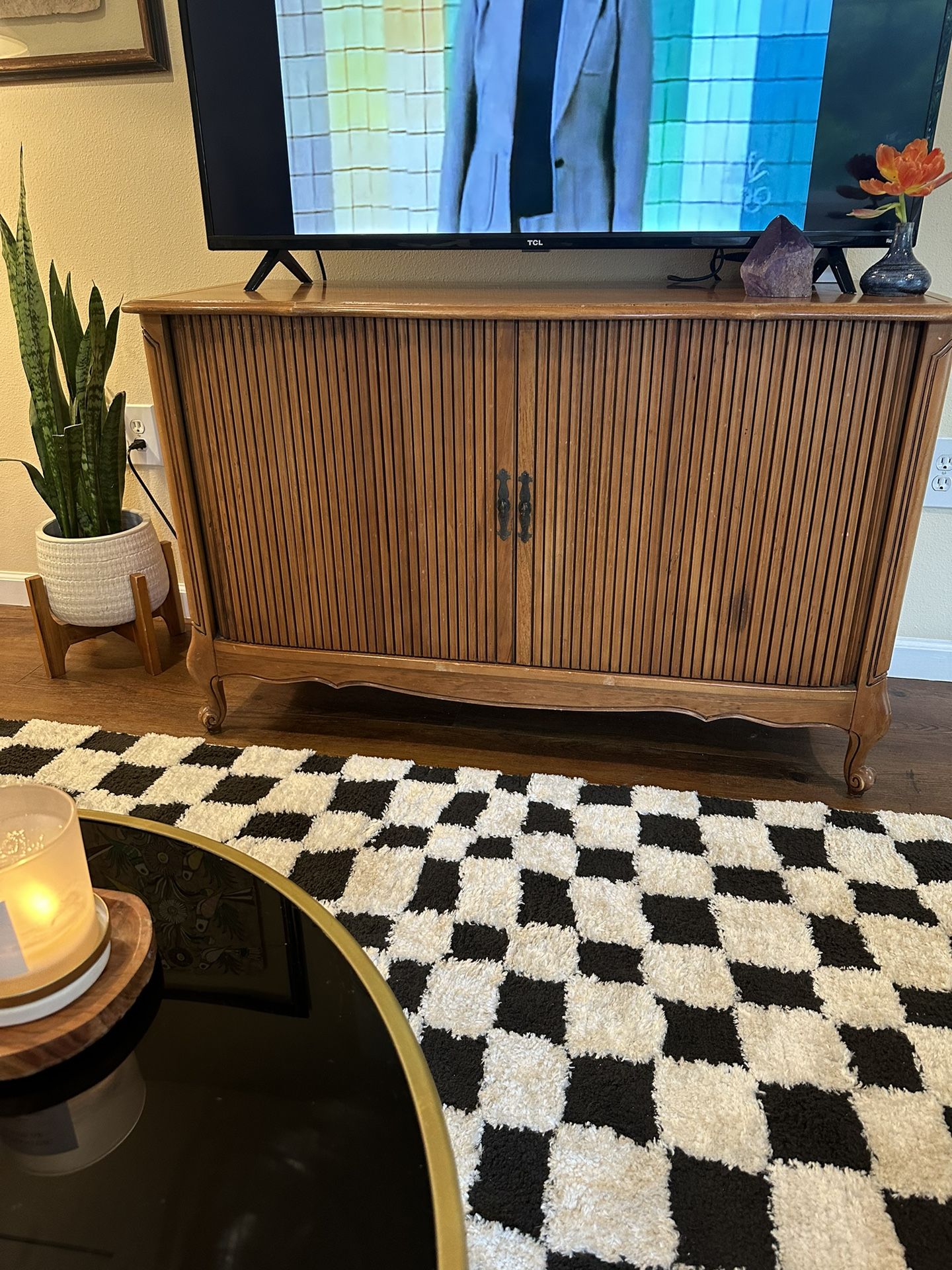 1950’s French Oak Tv Console/ Buffet Table