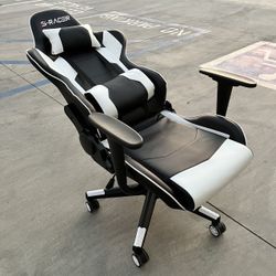 New In Box S-Racer Premium Computer Gaming Gamer Office Game Chair Black With White Accent Furniture 