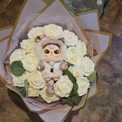 Bouquet Of  Foam Roses Plush Is Baby Three Cats And Dog Series 