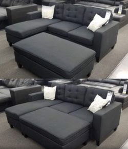 Black Sectional Sofa with ottoman