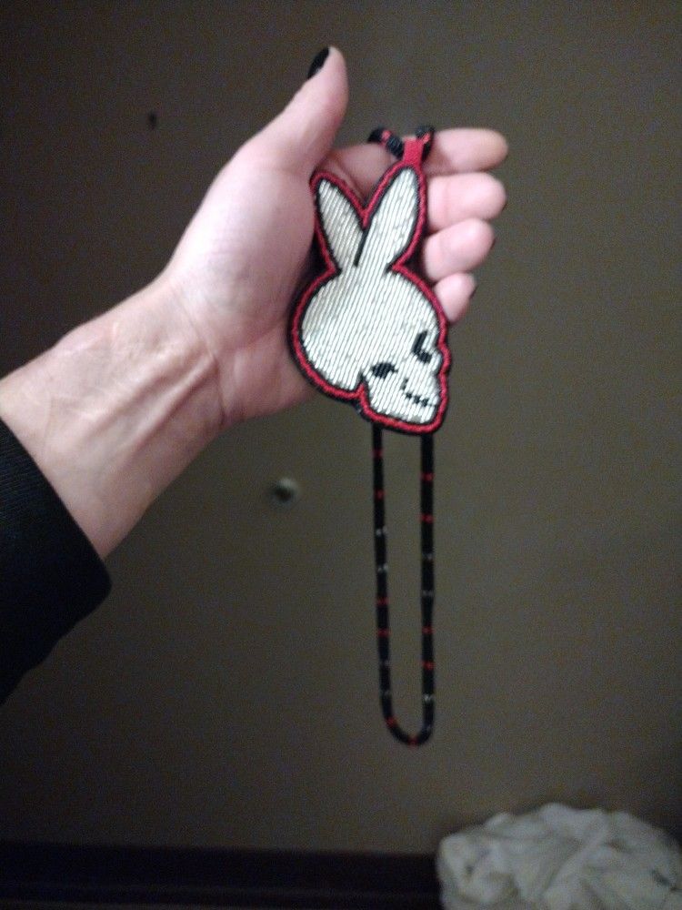 Beaded Medallion Playboy Skull 