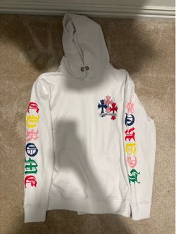 White with rainbow words Chrome hearts hoodie