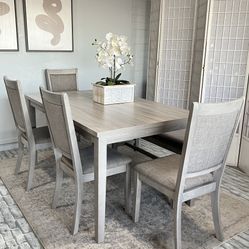Grey Dining Table 4 Chairs & Bench 