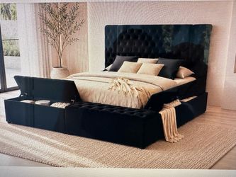 Brand new black velvet bed