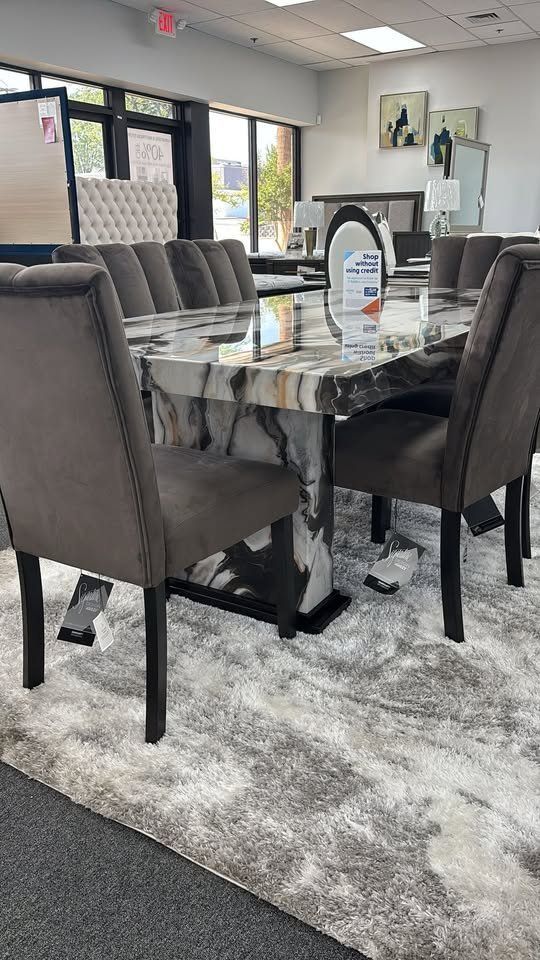 Modern, Marble-Style Dining Set/Table for a Sophisticated Touch