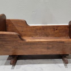 Vintage Handcrafted Solid Wood Baby Doll Crib