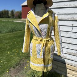 Yellow Butterfly Vintage Quilt Jacket #sustainable 