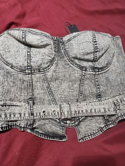 Black Corset Denim Top( Sz  Large)