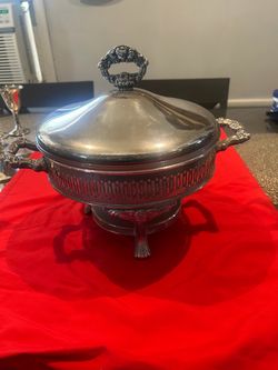 Silver-Plated Covered Serving Dish with Stand