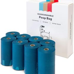 120 Bags Biodegradable Dog Poop Bags Rolls, Extra Thick Unscented & Leakproof