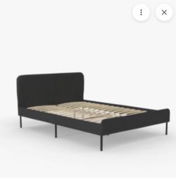 Frame Bed Light Grey Color Fabric IKEA Bed