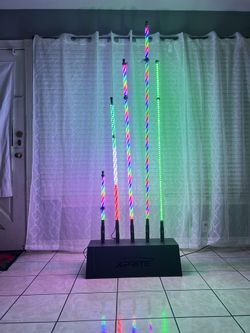 Rgb multicolored whips Compactible Can am Polaris Yamaha Honda Suzuki I have different styles and prices -5ft single color $20 each -4ft rgb m