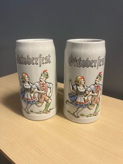 Ceramarte Vintage Oktoberfest Ceramic Beer Steins Set of 2