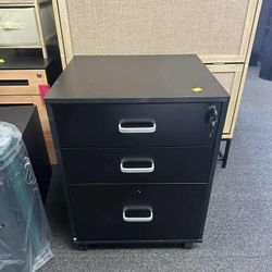 3 Drawer Wood Mobile File Cabinet with Lock