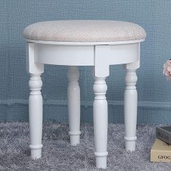 New Round Stool White With Padding