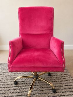 Pink Velvet Office Chair with Gold Base