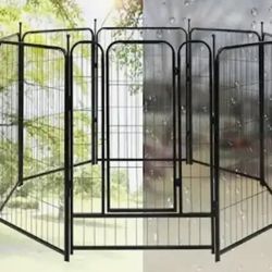 PawGiant Dog Fence Playpen 24”/32”/40” Indoor Outdoor For Small/Medium/Large Dogs, Metal Pet Puppy Cat Exercise Fencing Gate Crate Cage Outside RV, Ca