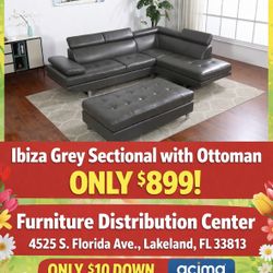 Spring Blowout Sale. Ibiza Gray Sectional With Ottoman Only $899. Easy Finance Option. Same Same-Day Delivery.