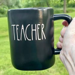 Rae Dunn Black Teacher Mug 16oz Chalkboard Finish