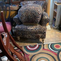 Leopard Chair & Matching Ottoman 