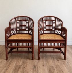 Vintage Brighton Bamboo & Cane armchair set-2 chairs
