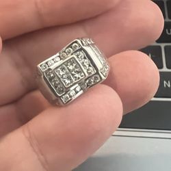 Mens 18k White Gold 1ct Diamond Ring 