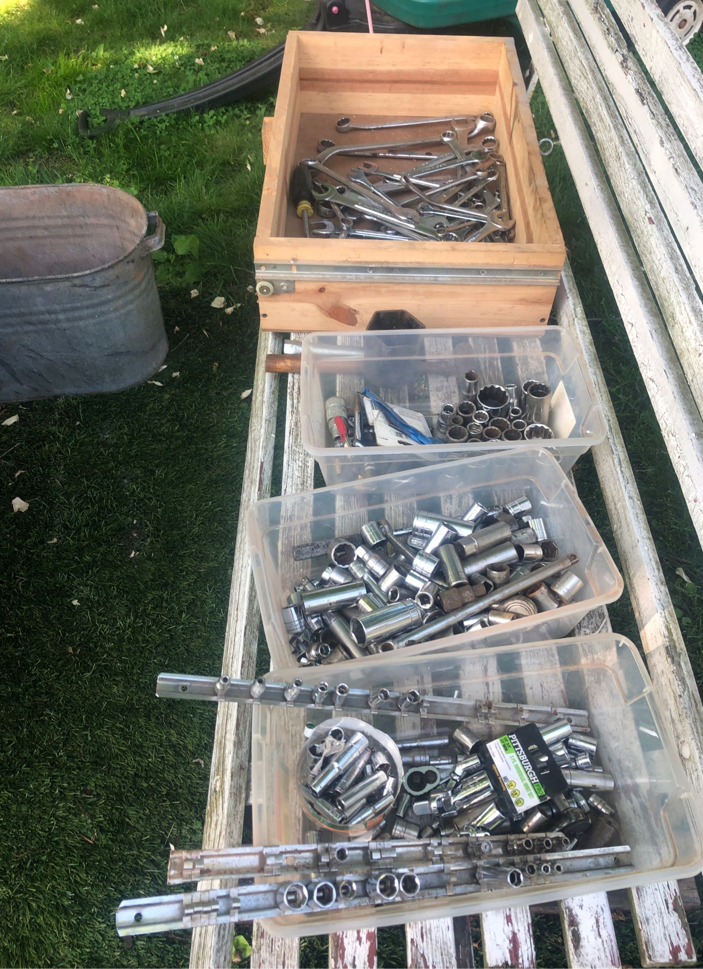 Assorted sockets and wrenches