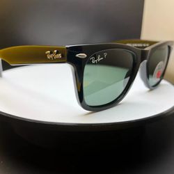 Brand New Sealed Ray-Ban RB 2140 Polarized Wayfarer in Classic Green / Black, M