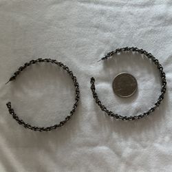 Extra Large Black Metal Hoop Earrings 