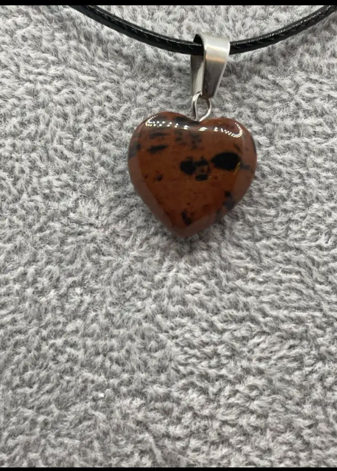 Mahogany Obsidian Heart Shaped Stone Necklace 