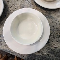 Pottery Barn set of 8 dinner plates and Pier One Set of 8 dinner bowls