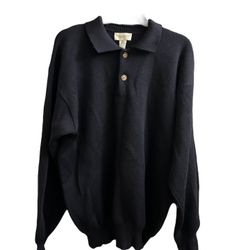 Tricots St. Raphael Pure New Wool Size LT Navy Blue Sweater With Elbow Pads