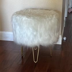 White Fuzzy Stool
